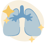 Illustration of a pair of lungs with sparkles around them.