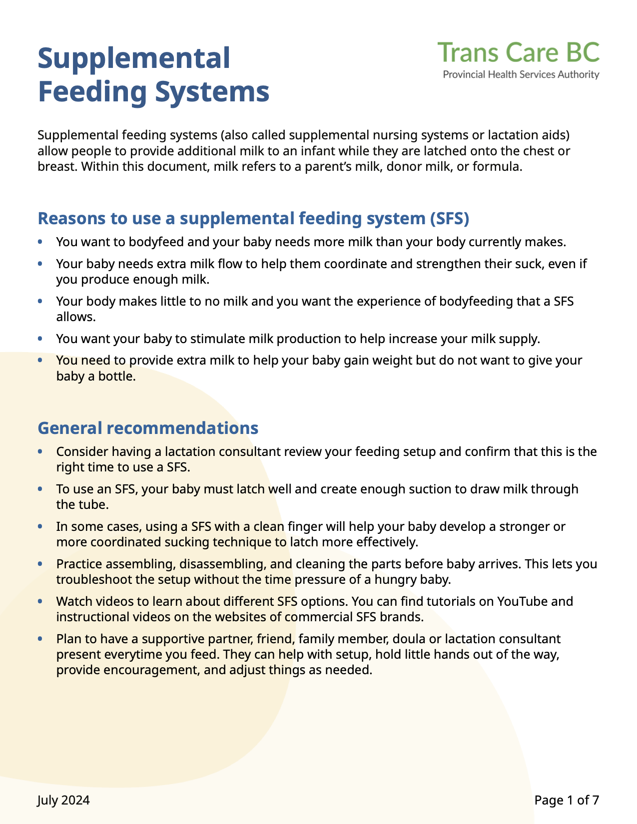 Supplemental feeding systems cover page